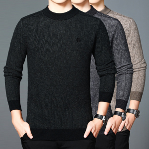 免费试穿 高端山羊绒男士半高圆领加厚中年套头针织打底羊毛衫EERDS高端羊绒