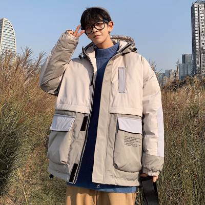 NEWLAKE日系多口袋工装拼色棉衣男潮牌宽松2020秋冬新款加厚外套羽绒棉服棉衣