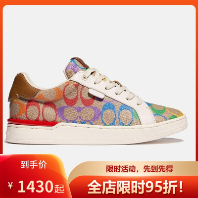 蔻驰(COACH)Pride系列美国直邮奢侈品经典徽标潮流个性时尚休闲涂层帆布鞋低帮休闲板鞋女G5169
