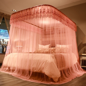 幸福派 蚊帐导轨蚊帐加厚拉幕U型宫廷公主风落地加密婚庆1.8双人家用床上蚊帐防蚊床帘