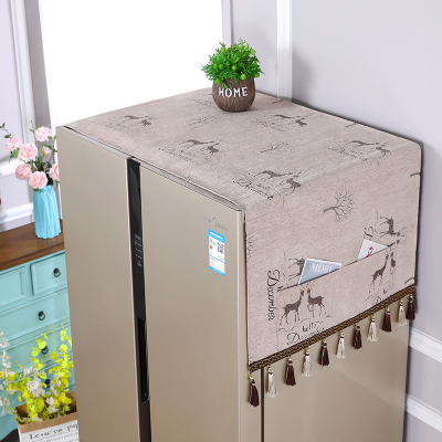 美的海尔双开冰箱阿斯卡利(ASCARI)盖布北欧风冰箱防尘罩现代简约上开单冰箱罩麋鹿-米单开门150*55