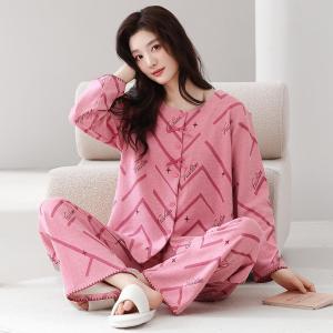 啄木鸟秋冬季睡衣女德绒羊毛蚕丝棕色春秋季加厚保暖家居服套装