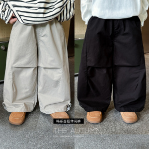 童酷男童秋款童装韩版纯色中小童长裤百搭打杆宽松儿童休闲裤