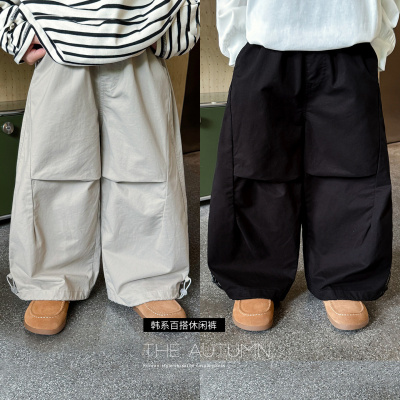 童酷男童秋款童装韩版纯色中小童长裤百搭打杆宽松儿童休闲裤
