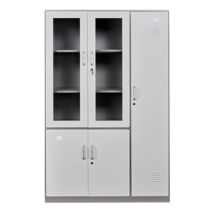 鸿业盛大FSH90-0698办公柜文件柜木质资料柜书柜储物柜带门收纳柜落地柜办公桌配套书柜1200L*400W*1800 灰色