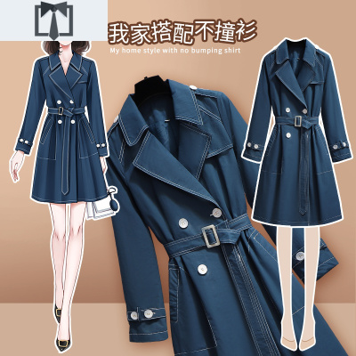 SUNTEK风衣女中长款小个子2020年春装新款高端大气韩版气质流行工装外套风衣