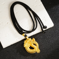 2024本命年生肖龙吊坠情侣 仿黄金镀金霸气神龙编绳项链男女属相送女朋友老婆情人节七夕生日礼物