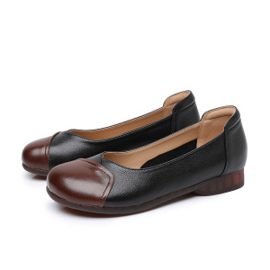 25春秋款复古真皮软底妈妈鞋中老年四季奶奶鞋舒适休闲浅口单鞋女