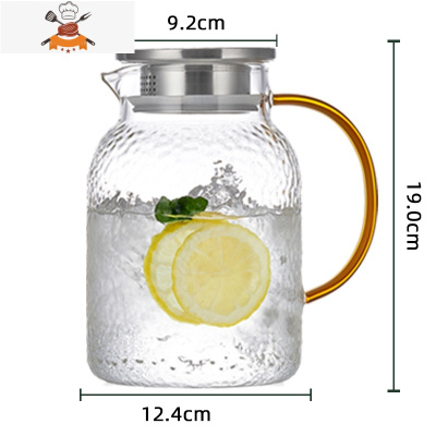 冷水壶玻璃可高温家用凉水壶大容量凉白开水杯套装锤纹壶扎泡茶厚 敬平