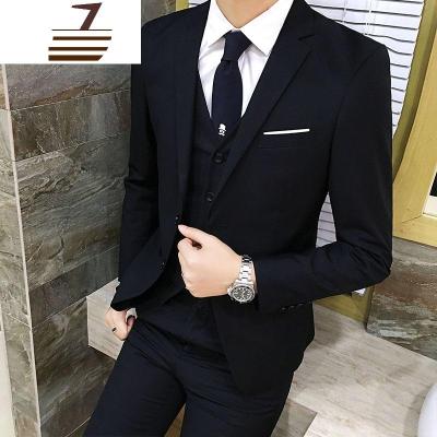 NEWLAKE正装西服套装男式休闲西装韩版修身结婚新郎礼服商务男士三件套