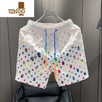 YANXU夏季新款男士时尚个性印花短裤潮牌痞帅青年百搭五分裤宽松沙滩裤