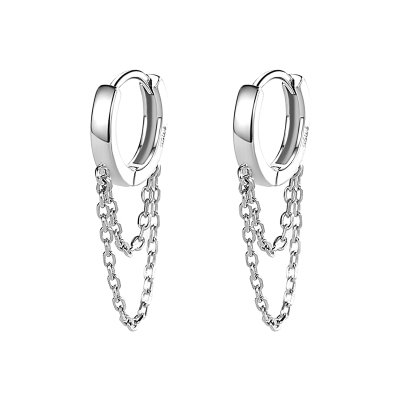 925纯银甜酷小众纯银耳圈流苏耳环女耳饰耳钉耳坠ins风小众送女朋友老婆情人节七夕生日礼物