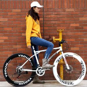 死飞自行车变速男女款式双碟刹学生男女单车公路赛车超轻实心