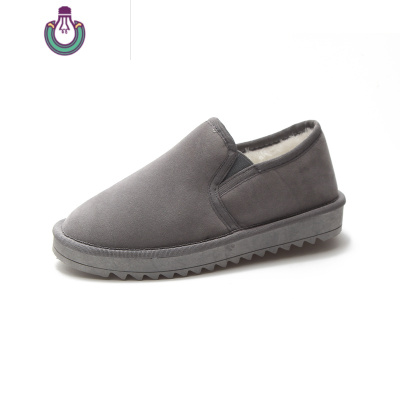 FISHBASKET一脚蹬棉鞋女2020新款短筒冬季百搭学生加绒保暖韩版面包鞋雪地靴靴子