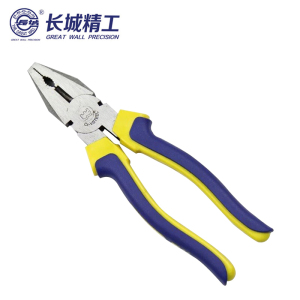 长城精工 7英寸Cr-V欧式精抛双色套塑柄钢丝钳 铬钒钢老虎钳电工钳克丝钳 180mm 211077(2把起订)