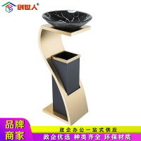 创世人 酒店钛金S型垃圾桶烟灰缸不锈钢大堂立式室外带内桶走廊带烟灰缸商场果皮桶箱垃圾桶