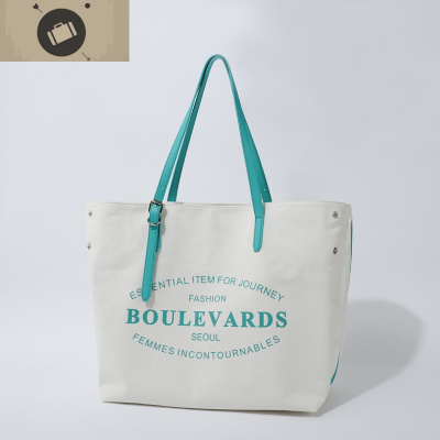 帆布包大容量女单肩手提ins韩国东大字母简约内袋托特袋艾狄伊娃单肩包