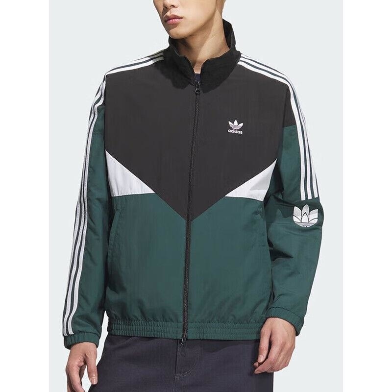 阿迪达斯三叶草男女宽松运动拼接梭织外套 KC3115 D