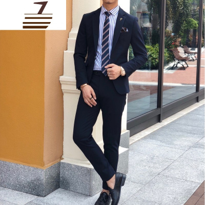 NEWLAKE韩国简约基本款一粒单排扣西服多色百搭时尚潮男修身版型西服套装