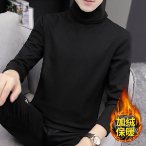 啄木鸟莫代尔高领德绒打底衫男士长袖t恤秋冬季加绒加厚内搭秋衣K