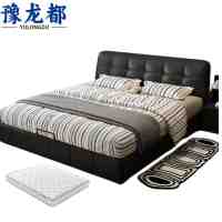 豫龙都床+床垫皮艺套