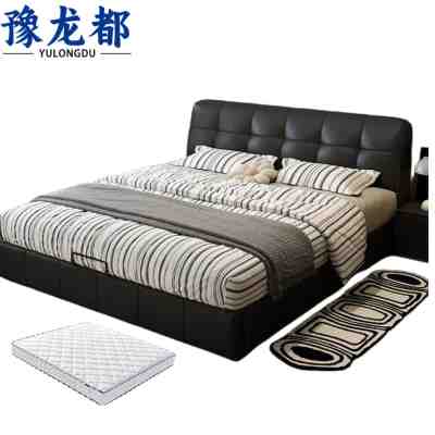 豫龙都床+床垫皮艺套