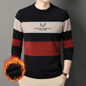 男装雪尼尔毛衣男打底2022冬季新款韩版刺绣加厚保暖针织衫