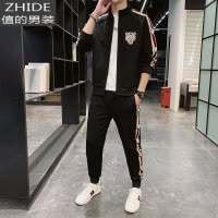 SUNTEK春秋季男士卫衣套装两件运动休闲装痞帅潮牌男装一套搭配帅气潮流卫衣