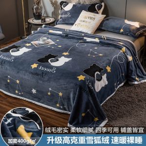 珊瑚绒毛毯保暖单人宿舍毛绒双面加绒法兰绒冬天毯床单单件