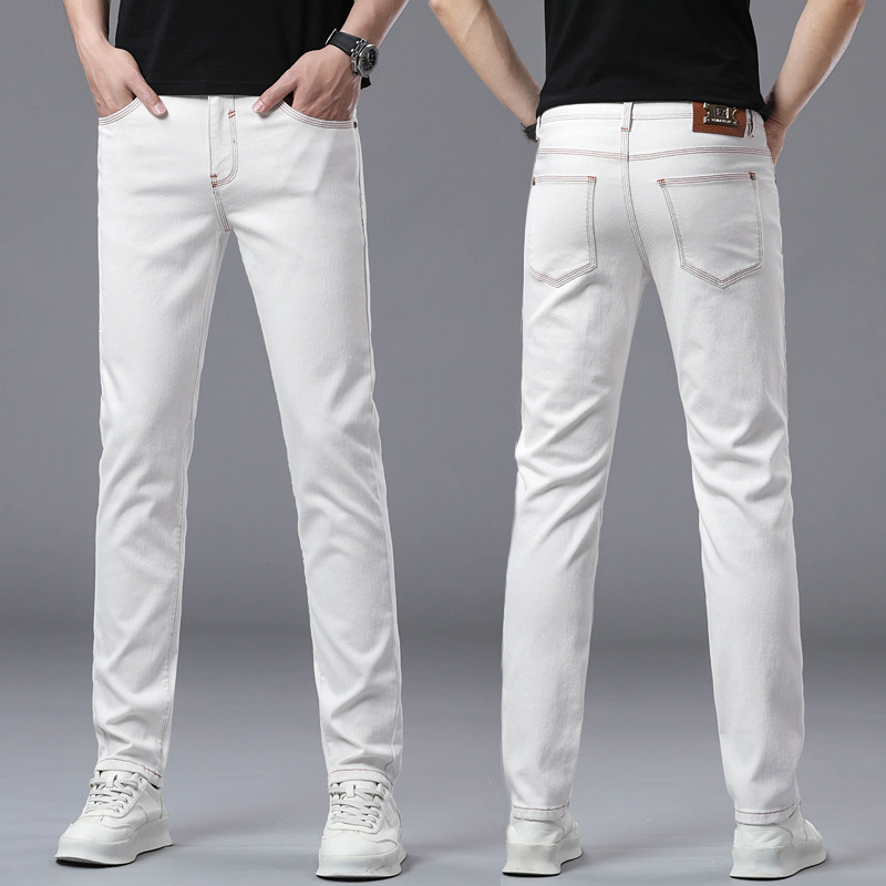 men Jeans男士牛仔裤夏季新款修身弹力潮牌休闲小直筒裤