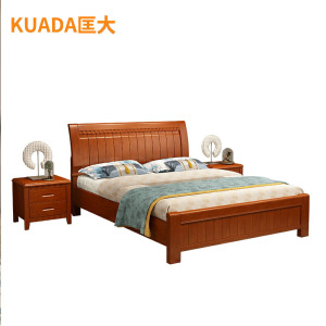匡大 床 实木框架床接待床1.5*2米床+床头柜2个+10公分棕垫 KDT528 海棠色 150*200