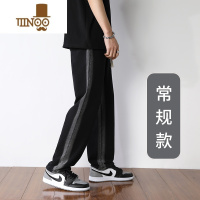 YANXU黑色休闲裤子男款夏季薄款潮牌高街运动卫裤男士宽松直筒阔腿长裤