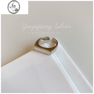 JiMiYUYUJIANG|ins博主款简约个性港风金属戒指s925银银几何光面指环