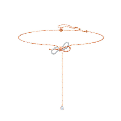 SWAROVSKI 施华洛世奇LIFELONGBOW蝴蝶结Y型人造仿水晶项链女锁骨链吊坠5447082 礼物女轻奢饰品 蝴蝶结