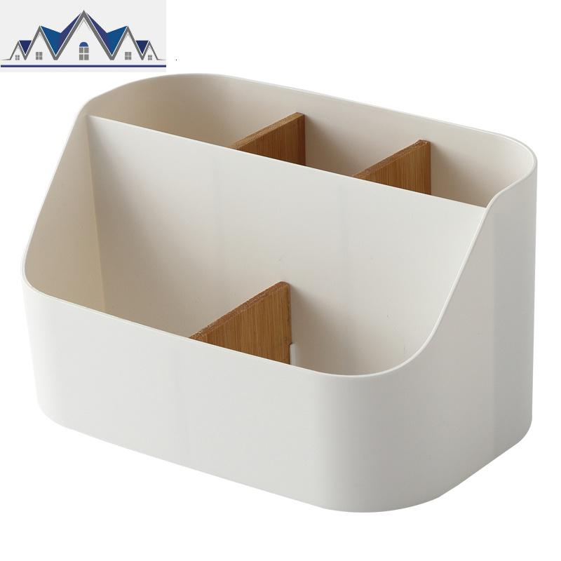 日式竹片桌面多格收纳盒客厅遥控器分格储物盒梳妆台化妆品整理盒 三维工匠