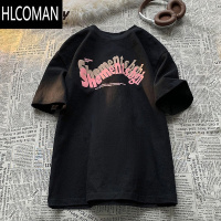 HLCOMAN2025新款t恤男女短袖圆领上衣服潮流宽松百搭半袖体恤