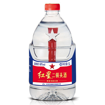 北京红星二锅头白酒60度5L5000ml高度白酒约10斤泡药自饮清香风格白酒