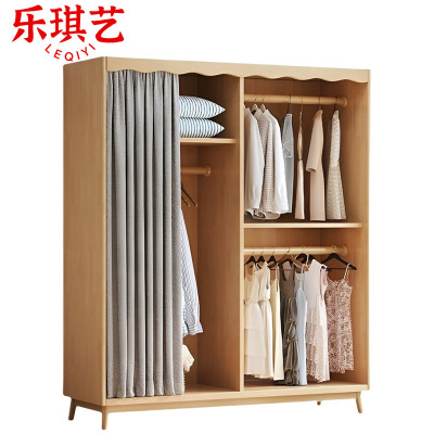 乐琪艺 实木挂衣柜 原木色 120*56*195cm 台