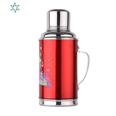 小暖壶家用复古怀旧热水瓶老式红铁皮玻璃内胆暖水瓶结婚保温壶三维工匠0.8富贵红（带提梁）