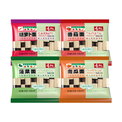 寿桃非油炸儿童面条宝宝面挂面蔬菜面条4口味套餐320g*4包