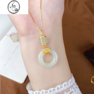 JiMi和田玉平安扣项链女2023年新款轻奢小众高级感网红毛衣链