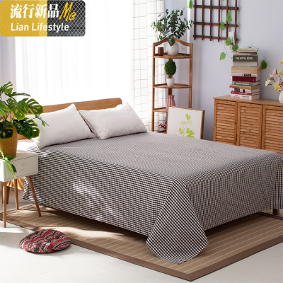 棉老粗布床单棉加厚格子床单棉被单单人双人1.5米1.8m2.0床 三维工匠