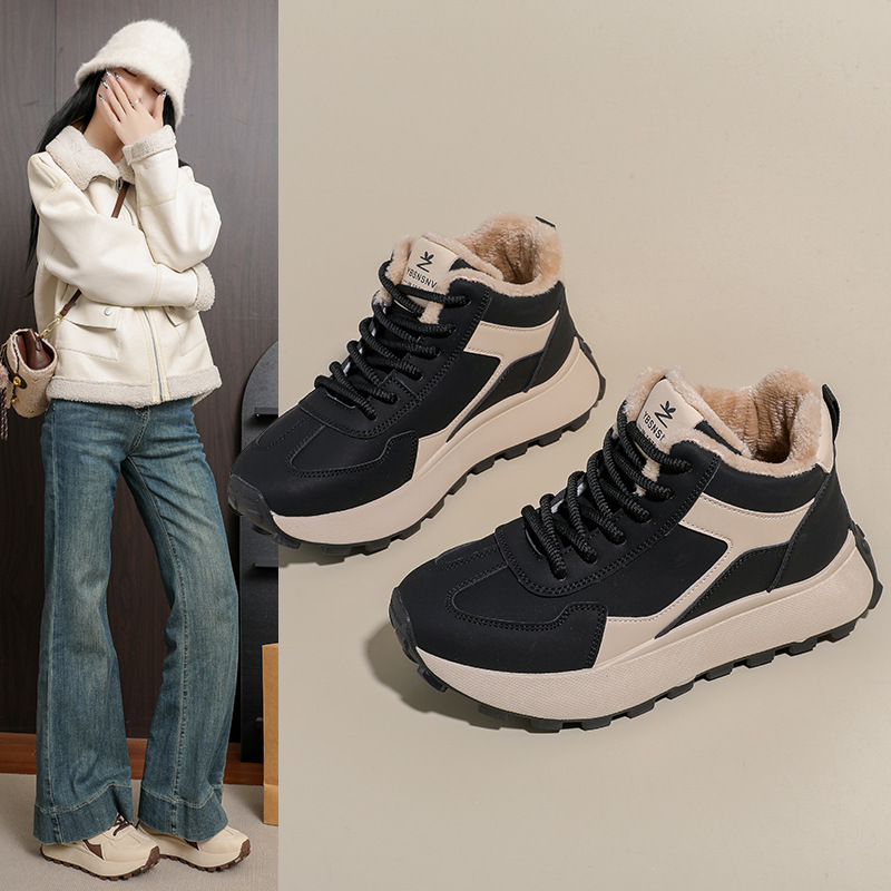 加绒高帮雪地靴女冬季新款学生ins韩版保暖休闲鞋棉鞋