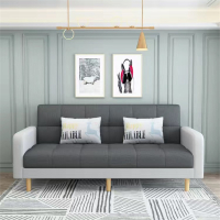 质凡布艺沙发 深灰色米色棉麻拼色 长2.0Mx宽0.95M含扶手带俩抱枕