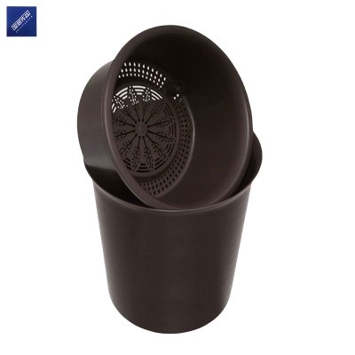 安居先森塑料过滤垃圾桶茶渣桶 咖色圆形小号