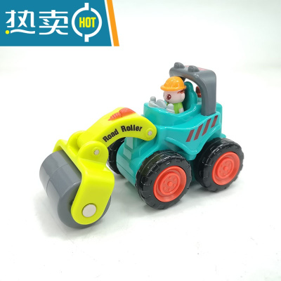 迷你惯性工程车玩具儿童小车耐摔挖掘机蛋糕摆件男孩宝宝压路翻斗真智力迷你压路机回力玩具