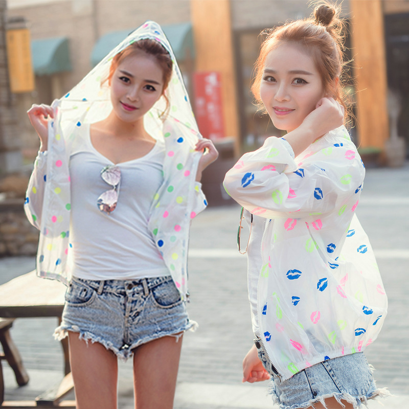 夏季印花透气户外防水防晒衣夹克防蚊防风女士皮肤风衣两款可选