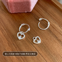 纯银爱心耳扣轻奢高级感一款两戴时尚养耳洞耳环小众独特饰品