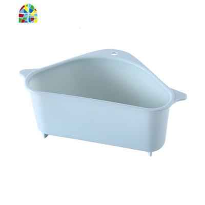 厨房水三角吸盘式洗菜盆过滤水置物架洗碗池抹布收纳挂篮 FENGHOU 蓝色洗菜篮洗菜篮