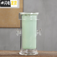 三维工匠功夫茶具零配青花瓷紫砂茶杯茶漏茶宠公道杯茶海陶瓷功夫茶杯6个 青瓷绿双耳玻璃壶